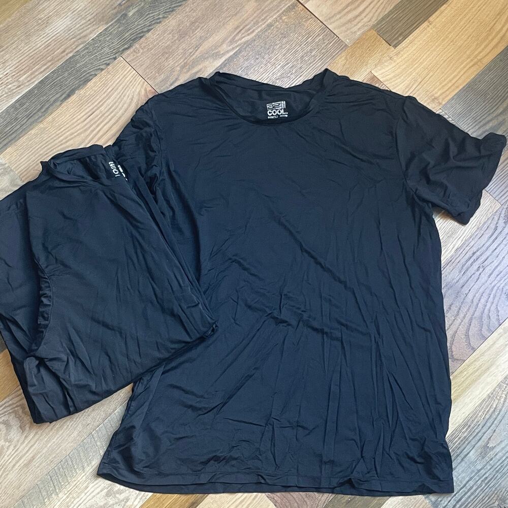 32 Degrees Cool Men's Black Performance T Shirts 4 Pack Crew Neck Athletic